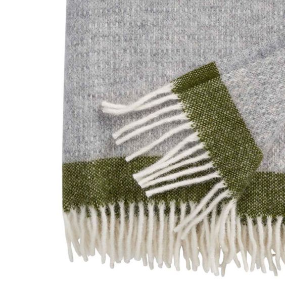 Klippan Hampus Lambswool Throw, Grey & Avocado