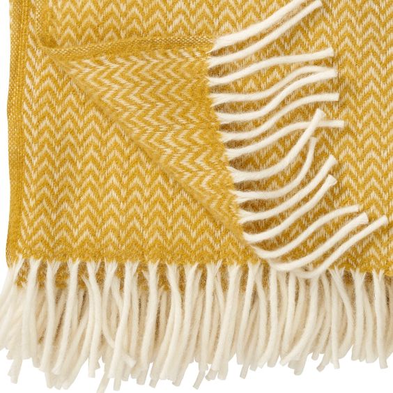 Klippan Chevron Lambswool Throw, Yellow