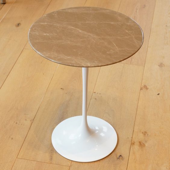 Knoll Saarinen Round Side Table - Emperador Light Marble