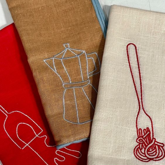 MAEGEN Linen Blend Napkins, Set of 2 - Coffee pot