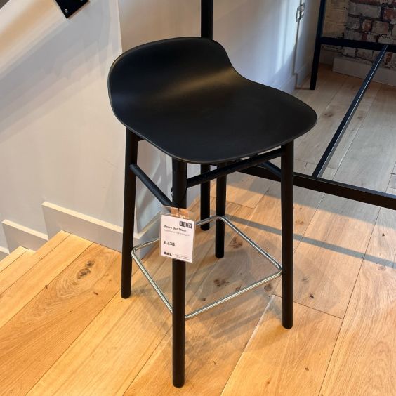 Normann Copenhagen Form Counter Stool - Black Wooden Base & Black Shell
