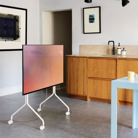 Pedestal Moon Rollin' TV Stand - Pearl