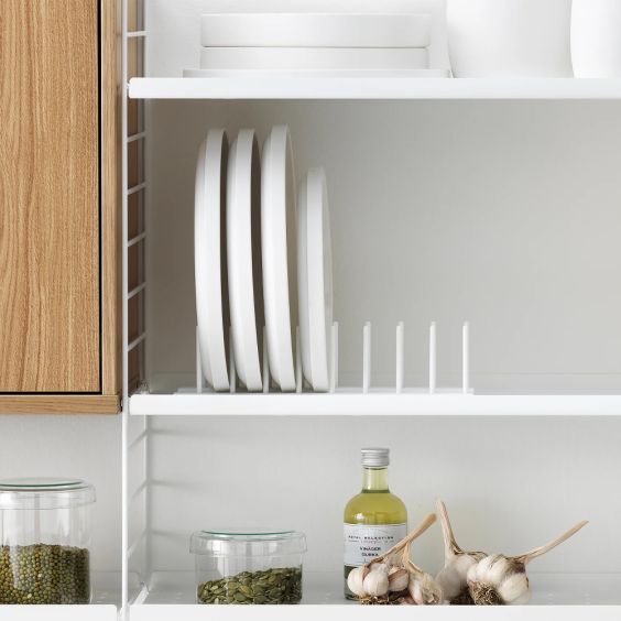 String Plate Rack 30cm, White - 2 Pack