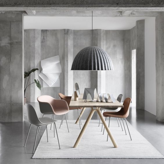 Muuto Fiber Armchair - Front Upholstered with Tube Base 