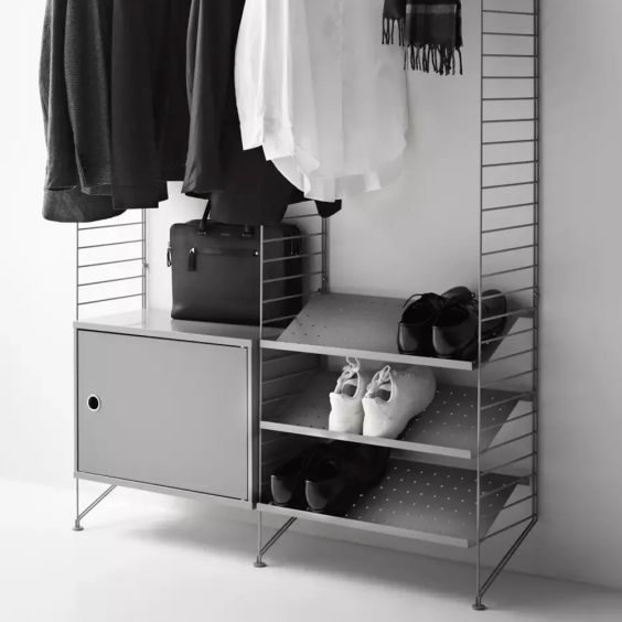 String Shelving Metal Shoe Shelf - 58 x 30cm Light Grey