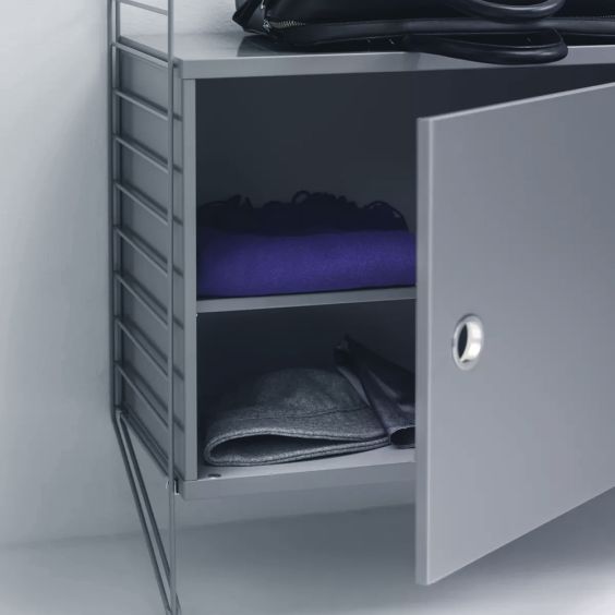 String Shelving Swing Door Cabinet - 58 x 30cm Grey 