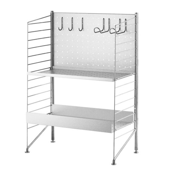 String Shelving Galvanized Vertical Double Hook (2 Pack)