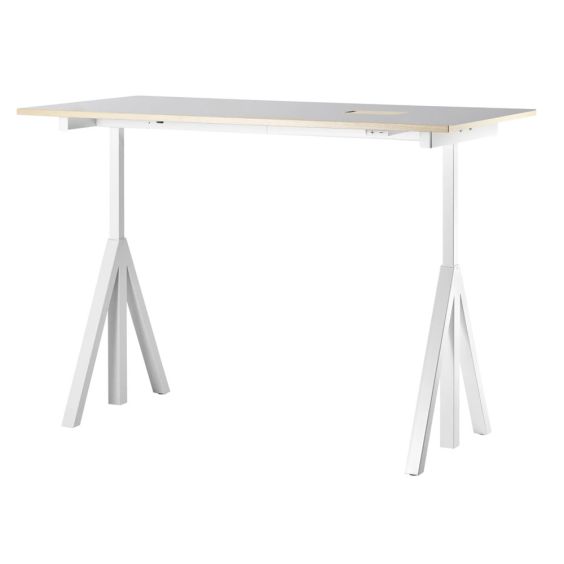 String Works Height Adjustable Work Desk - 160x78m, Grey Lino