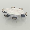 Knoll Dining Set - 198cm Saarinen Tulip Table + 6 Cesca Dining Chairs