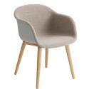 Muuto Fiber Armchair - Front Upholstered with Wood Base 
