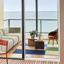 HAY Ethan Cook Flat Works Rug - Peach Green Check