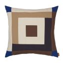 Ferm Living Border Patchwork Cushion - Brown / Blue
