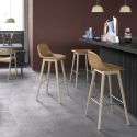 Muuto Fiber Counter Stool - Upholstered with Back & Wood Base