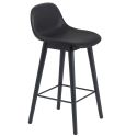 Muuto Fiber Counter Stool - Upholstered with Back & Wood Base