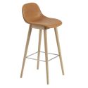 Muuto Fiber Counter Stool - Upholstered with Back & Wood Base