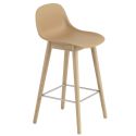 Muuto Fiber Recycled Bar / Counter Stool - Wood Base with Back