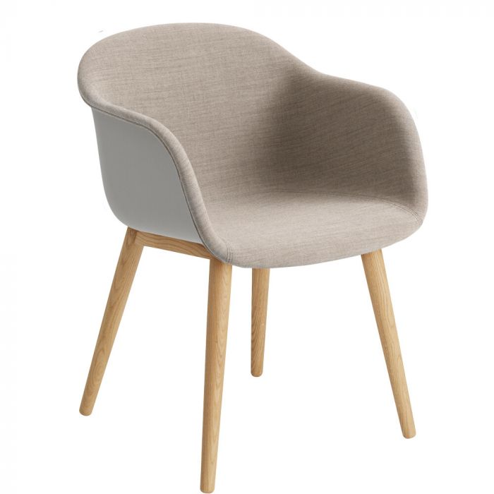 Muuto Fiber Armchair - Front Upholstered with Wood Base 