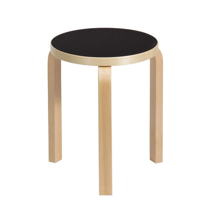 Artek Stool 60 - Black Linoleum 
