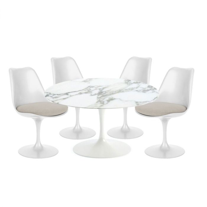 Knoll Dining Set - 120cm Saarinen Tulip Table + 4 Tulip Chairs