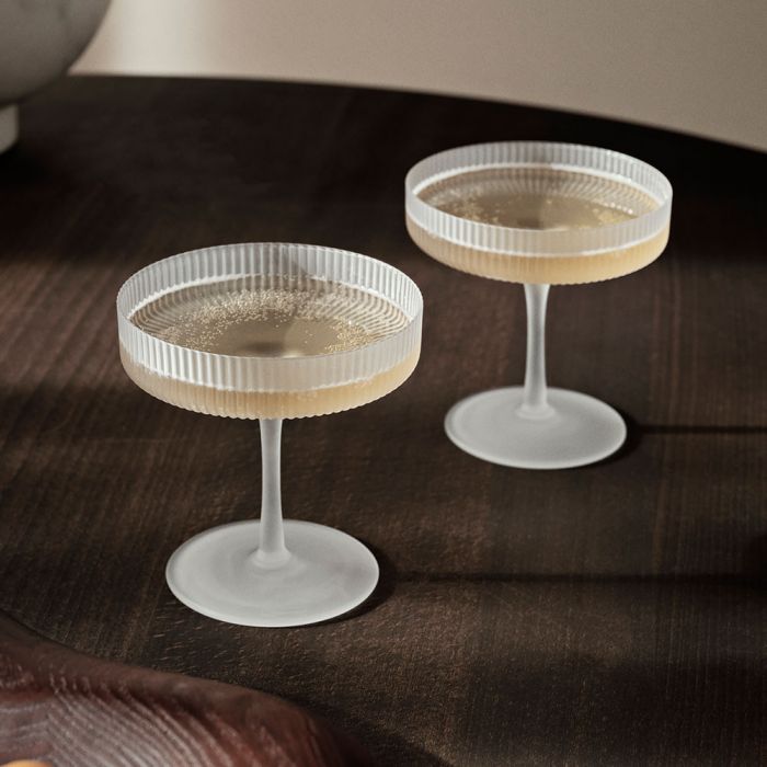 Ferm Living Ripple Champagne Saucers, Frosted (Set of 2)