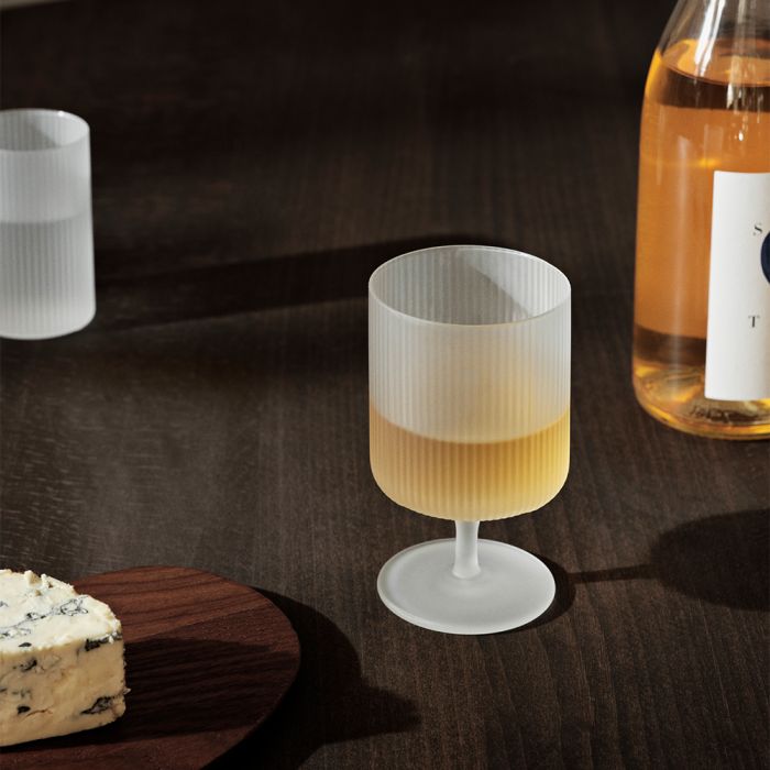 Ferm Living Wine Ripple Glasses, Frosted (Set of 2)