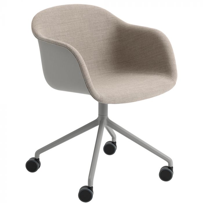 Muuto Fiber Armchair - Front Upholstered with Swivel Base & Castors