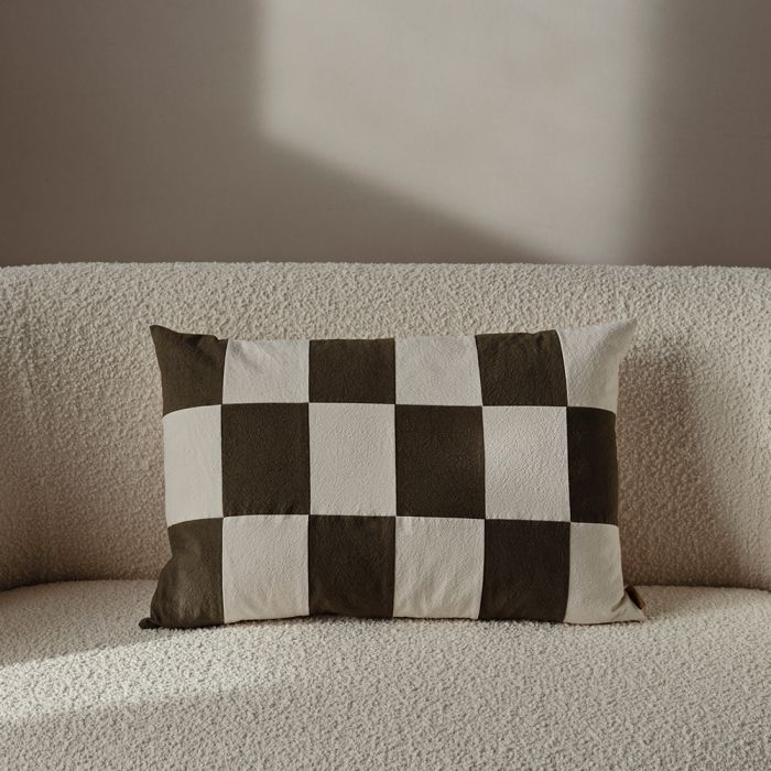 Ferm Living Fold Patchwork Cushion -  Dark Olive
