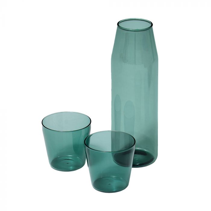 NINE Milk Carade & 2 Glasses Set, Aqua