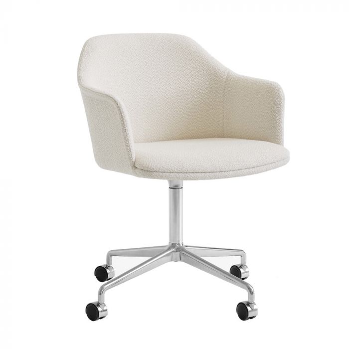 Upholstered desk shop chair with wheels