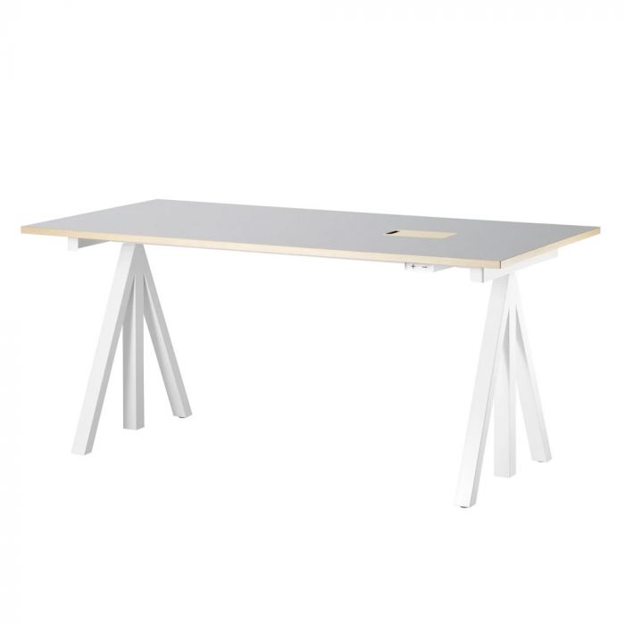 String Works Height Adjustable Work Desk - 160x78m, Grey Lino