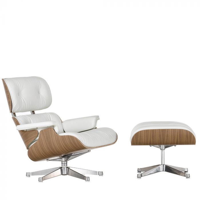 Vitra Eames Lounge Chair & Ottoman - White Pigmented Walnut