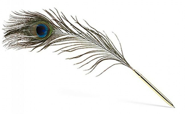 Peacock feather pen